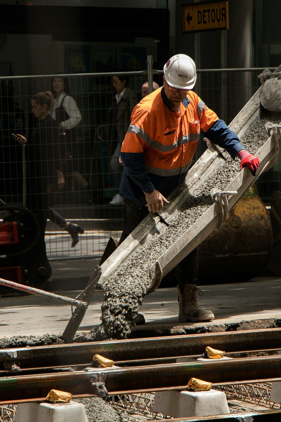 The Pour stage of a concrete pour