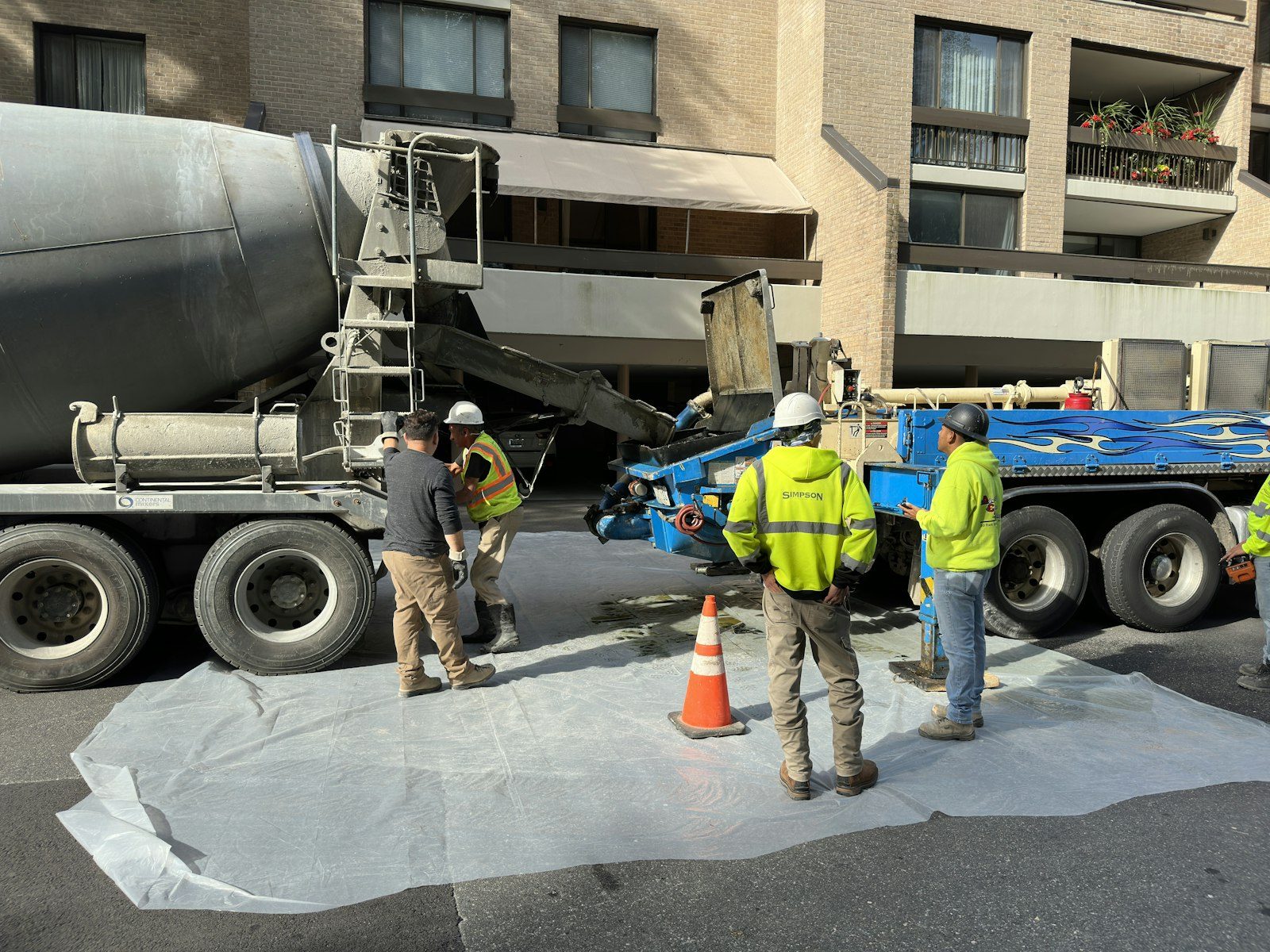 Go Denver Concrete crew and ready-mix truck on site